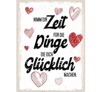 vianmo Cartel de madera de 40 x 30 cm con texto en alemán "Zeit für Dinge die dich glücklich machen Deko Geschenk Schild