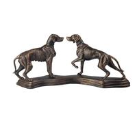 vianmo Escultura de hierro fundido figura dos perros montados en pedestal L 48,5 cm