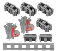 Vías de Tren Rieles de la Ciudad, 32 Piezas City Tren Rieles, Raíles de Tren Curvos para Ciudad, Set Compatible con el Líder del Mercado Vías de Tren y Trenes de Juguete para Niño de 3 Años o Más