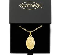 Viatheo Collar con Auténtica Medalla Milagrosa Dorada de la Virgen María - Joyería Religiosa Católica con Cadena para Mujer y Hombre - Colgante Cristiano Dorado Símbolo de Fe - Idea de Regalo Bautizo