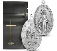 VIATHEO® Medalla Virgen Milagrosa Plateada - Medalla Cristiana Original para Devoción y Protección Diaria - Joyería Religiosa Elegante como Regalo Espiritual para Creyentes