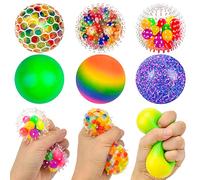 Vibbang 6 Piezas Bolas Antiestres, Pelota Antiestres Juguetes Sensoriales, Juguetes Antiestres Squeeze, para Aliviar la Fatiga de los Dedos para Aliviar la Ansiedad, para Niños y Adultos