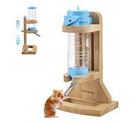 Vibbang Bebedero Hamster, Bebedero Conejo, Dispensador de Agua para Beber Roedores, con Soporte de Madera Ajustable, de Agua Alimentador Cristal para Cobayas Hurones Conejos Pequeños Animales(125 ML)