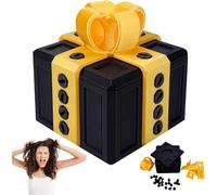 Vibbang Caja de regalo molesta, caja de regalo negra impresa en 3D con memoria de giro de 8 cm, caja sorpresa, regalos molestos, caja de broma para regalos molestos para Navidad