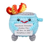 Vibbang Emocional Incendio Dumpster Fire, Muñecas de Ganchillo de Apoyo Emocional con Tarjeta de Afirmación Positiva, Mini Crochet Hecho a Mano, Regalo Motivacionales de Buena Suerte para Niño Niña