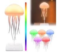 Vibbang Luz Nocturna en Forma de Medusa de Dibujos Animados, LED Inteligente Medusas luz Nocturna Control de voz Carga, para Decoración del Hog (A)