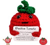 Vibbang Muñeca positiva de la buena suerte, divertida patata tejida con tarjeta motivacional, regalo de bolsillo para el primer día en la escuela, decoración inspiradora para amigos, oficina familiar