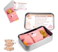 Vibbang Oso de bolsillo en caja de lata, juguetes de peluche de abrazo de bolsillo, muñeca de oso animada de peluche, oso marrón pequeño, regalos de buena suerte, regalo de primer día en la escuela,