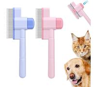 Vibbang Self-Cleaning Pet Flea Comb Grooming Brush, Pet Hair Removal Comb Flea Comb, Pet Hair Grooming Brush Supplies, Suministros para Desenredar Mascotas para Razas de Corto y Largo (A)