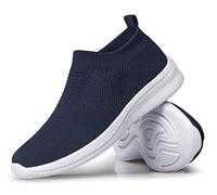 vibdiv Zapatos Planos Caminar Mujer Zapatillas Casual Zapatos Diarios sin Cordones Ligeros Cómodos Azul Marino 43