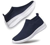 vibdiv Zapatos Planos Caminar Mujer Zapatillas Casual Zapatos Diarios sin Cordones Ligeros Cómodos Azul Marino 42