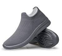 vibdiv Zapatos Planos Caminar Mujer Zapatillas Casual Zapatos Diarios sin Cordones Ligeros Cómodos Gris Oscuro 42