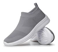 vibdiv Zapatos Planos Caminar Mujer Zapatillas Casual Zapatos Diarios sin Cordones Ligeros Cómodos Gris Oscuro 41