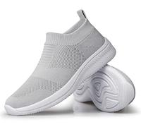 vibdiv Zapatos Planos Caminar Mujer Zapatillas Casual Zapatos Diarios sin Cordones Ligeros Cómodos Gris Claro 37