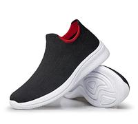 vibdiv Zapatos Planos Caminar Mujer Zapatillas Casual Zapatos Diarios sin Cordones Ligeros Cómodos Negro Blanco Rojo 36