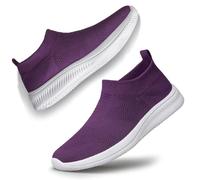 vibdiv Zapatos Planos Caminar Mujer Zapatillas Casual Zapatos Diarios sin Cordones Ligeros Cómodos Púrpura 38