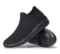 vibdiv Zapatos Planos Caminar Mujer Zapatillas Casual Zapatos Diarios sin Cordones Ligeros Cómodos Todo Negro 39