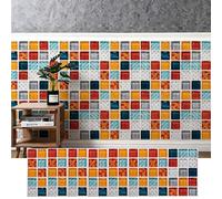 Vibeo Azulejos Adhesivos Azulejos de Mosaico de Mármol Autoadhesivos, Resistentes Al Agua para Salpicadero de Baldosa, Adhesivos de Pared 3D para Cocina y Baño(Style F,80 pcs)