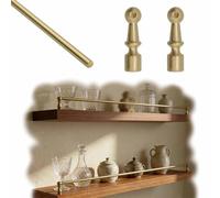 Vibeo Barandilla para Estantes Barandilla Decorativa de Latón Macizo para Colgar Estantes, Barra de Protección Larga de Latón Anticaída, Diá 6 mm Barandilla con 2 Barrotes(Style B,10in/25cm)