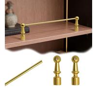 Vibeo Barandilla para Estantes Barandilla Larga para Estantes de Armarios, Barandilla Basculante de Aluminio con 2 Barrotes, Barra Decorativa de 20, 30, 50, 60, 80 y 90 cm(Gold,8in/20cm)