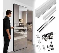 Vibeo Kit Puerta Corredera Oculta Guía Invisible para Puertas de Espejo, Herrajes Invisibles para Puertas Correderas con Cierre Suave, Kit de Guía Oculta de 80-180 cm Longitud(53in/135cm)