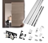 Vibeo Kit Puerta Corredera Oculta Herrajes Ocultos para Puertas Correderas, Riel Deslizante para Puerta Corredera Invisible de 80 a 130 cm, Kit Puerta Corredera de Granero(43in/110cm)