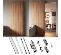 Vibeo Kit Puerta Corredera Oculta Herrajes Ocultos para Puertas de Granero con Montaje en Pared, Riel para Puerta Fantasma con Cierre Suave, Sistema de Puerta Corrediza de Madera(31in/80cm)