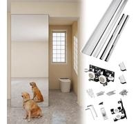 Vibeo Kit Puerta Corredera Oculta Herrajes Puertas Corredizas de Espejo Sin Rieles con Cierre Suave, Kit Riel para Puerta de Granero Ghost de 80-180 cm, Riel Flotante Oculto Puerta(110cm/43.3in)