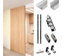 Vibeo Kit Puerta Corredera Oculta Kit de Puerta Corrediza Sin Rieles con Cierre Suave, Herrajes para Puertas de Madera Tipo Granero, Riel Oculto para Puerta de Armario(79in(200cm))