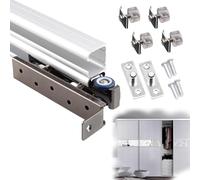 Vibeo Kit Puerta Corredera Oculta Kit de Riel para Puerta Corrediza de Acceso Lateral, Herrajes para Riel de Puerta de Armario, Riel Doble para Puerta de Granero Empalmada(Silver,31in/80cm)