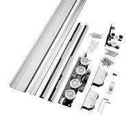 Vibeo Kit Puerta Corredera Oculta Kit de Riel para Puerta Fantasma con Cierre Suave, Herrajes Invisibles para Puertas de Granero con Rodillos, Riel para Puerta Corrediza de Armario(63in/160cm)