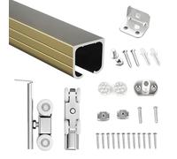 Vibeo Kit Puerta Corredera Oculta Riel de Aluminio Empalmado para Puerta Corredera, Kit de Puerta Corredera Empotrada para Montaje en Pared, Herrajes para Riel de Puerta(Champagne,130in/330cm)