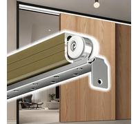 Vibeo Kit Puerta Corredera Oculta Riel Deslizante para Puertas Correderas Empotradas de Madera, Kit Puerta Corredera y Rodillos para Puertas, Herrajes para Puertas de Armario(Champagne,96in/245cm)