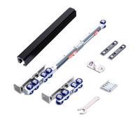 Vibeo Kit Puerta Corredera Oculta Riel para Puerta Corredera con Sistema de Cierre Suave, Kit Puerta Correderas Oculta de Estilo Granero, Riel de Aluminio para Puertas Empotradas(Black,122in/310cm)