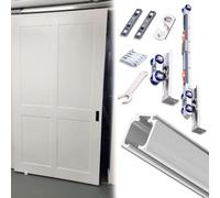 Vibeo Kit Puerta Corredera Oculta Riel para Puerta Corredera Empotrada con Cierre Suave, Kit Puerta Corredera para Puerta de Armario, Herrajes de Aluminio para Puerta de Armario(Silver,150in/380cm)