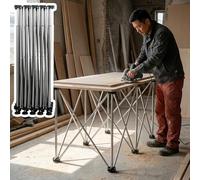 Vibeo Mesa de Trabajo Plegable Mesa de Carpintería Plegable con Patas de Araña, Banco de Trabajo con Caballete Ajustable, Soporte de Trabajo Portátil de Acero Inoxidable(215x60 cm (85x24 in))