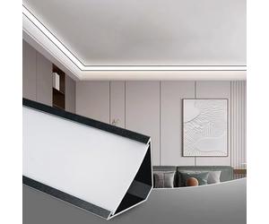 Vibeo Moldura para Tira LED Iluminación Indirecta LED para Molduras de Corona, Luces para Molduras de Corona Interiores, Iluminación para Molduras de Corona de Techo(Black,5m(16.4ft))