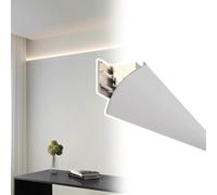 Vibeo Moldura para Tira LED Moldura de Corona Decorativa para Interiores, Iluminación Indirecta, Moldura de Cornisa con Tira LED Lineal, Kit de Canal Difusor LED Impecable(17m(55.8ft))
