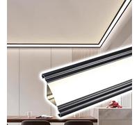 Vibeo Moldura para Tira LED Moldura Decorativa para Ocultar Luces LED, Difusor de Canal para Iluminación Indirecta de Techo/Pared, Moldura LED Impecable con Riel y Cubierta(Black,29.5m(96.8ft))