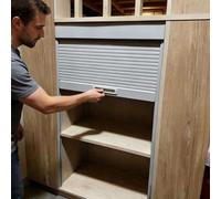 Vibeo Puerta Enrollable Kit de Puerta de Persiana Abatible con Tirador, 50 60 70 80 90 cm de Alto, Puerta Enrollable Gris, Puerta Corredera Retráctil para Armario de Cocina(28x36in(71.1x91.4cm))