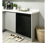 Vibeo Puerta Enrollable Puertas Enrollables Negras para Armarios con Riel y Tirador, Puerta Corredera Tipo Persiana 50-100 cm, Persiana Enrollable Retráctil para Armario(75x45cm(29.5x17.7in))