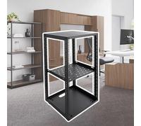 Vibeo Rack de Red Abierto Rack Móvil de Servidores con Estructura Abierta y Ruedas, Mini Rack de Red para Oficina/hogar/Aula, Rack de Audio de 6U, 8U, 10U, 12U, 15U y 20U(18U)