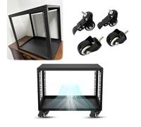 Vibeo Rack de Red Abierto Rack para Servidores con Marco Abierto Ventilado y Ruedas, Mini Rack de Red Deslizante, 4, 6, 8, 10, 12, 16, 20U, Rack AV para Hogar/Oficina(6U)