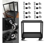 Vibeo Rack de Red Abierto Rack para Servidores con Marco Abierto Ventilado y Ruedas, Mini Rack de Red Deslizante, 4, 6, 8, 10, 12, 16, 20U, Rack AV para Hogar/Oficina(8U)