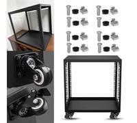 Vibeo Rack de Red Abierto Rack para Servidores con Marco Abierto Ventilado y Ruedas, Mini Rack de Red Deslizante, 4, 6, 8, 10, 12, 16, 20U, Rack AV para Hogar/Oficina(10U)