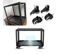 Vibeo Rack de Red Abierto Rack para Servidores con Marco Abierto Ventilado y Ruedas, Mini Rack de Red Deslizante, 4, 6, 8, 10, 12, 16, 20U, Rack AV para Hogar/Oficina(4U)