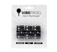 VIBEPADEL Grip 'n' Rip - Overgrip de pádel Antideslizante para Raquetas de pádel, Pickleball, Squash, bádminton, Paquete de 3 Unidades, (Negro y Blanco Paquete de Vibes)