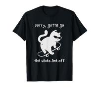 Vibes Are Off Funny Cat Skateboard Introvert Sarcastic Humor Camiseta