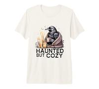 Vibes de café de Halloween de Cuervo embrujado Pero Acogedor Camiseta Premium