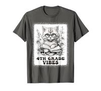 Vibes de cuarto grado - Gato de 4º grado de lectura 1er día de escuela Camiseta